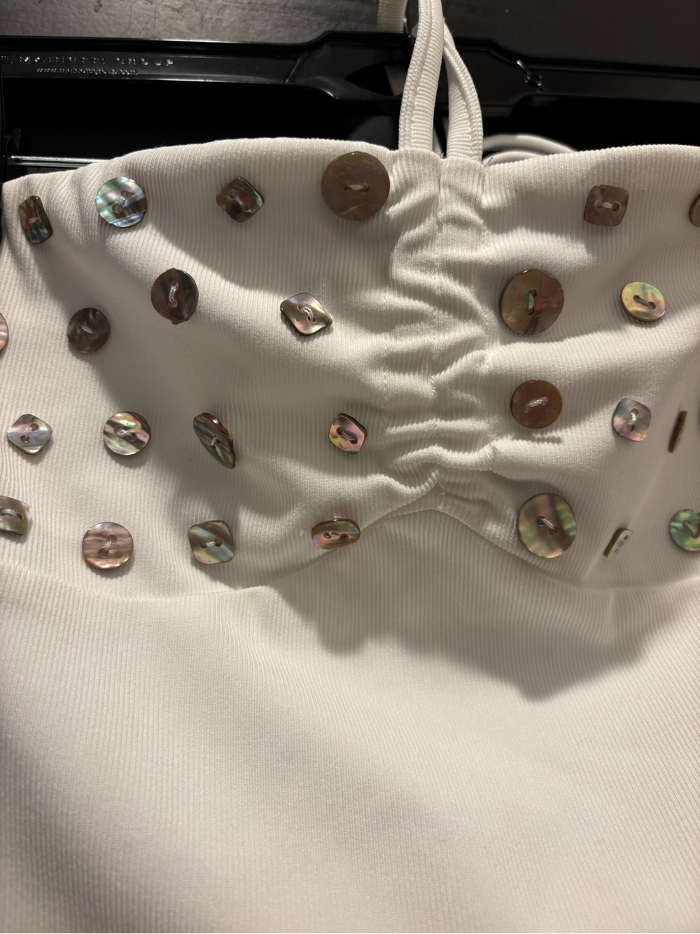 Peppermayo Sabelle Halter Mini Dress White XS 2 Button Embellished Iridescent - Picture 10 of 14